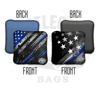 Thin Blue Line Splatter Flag Cornhole Bags