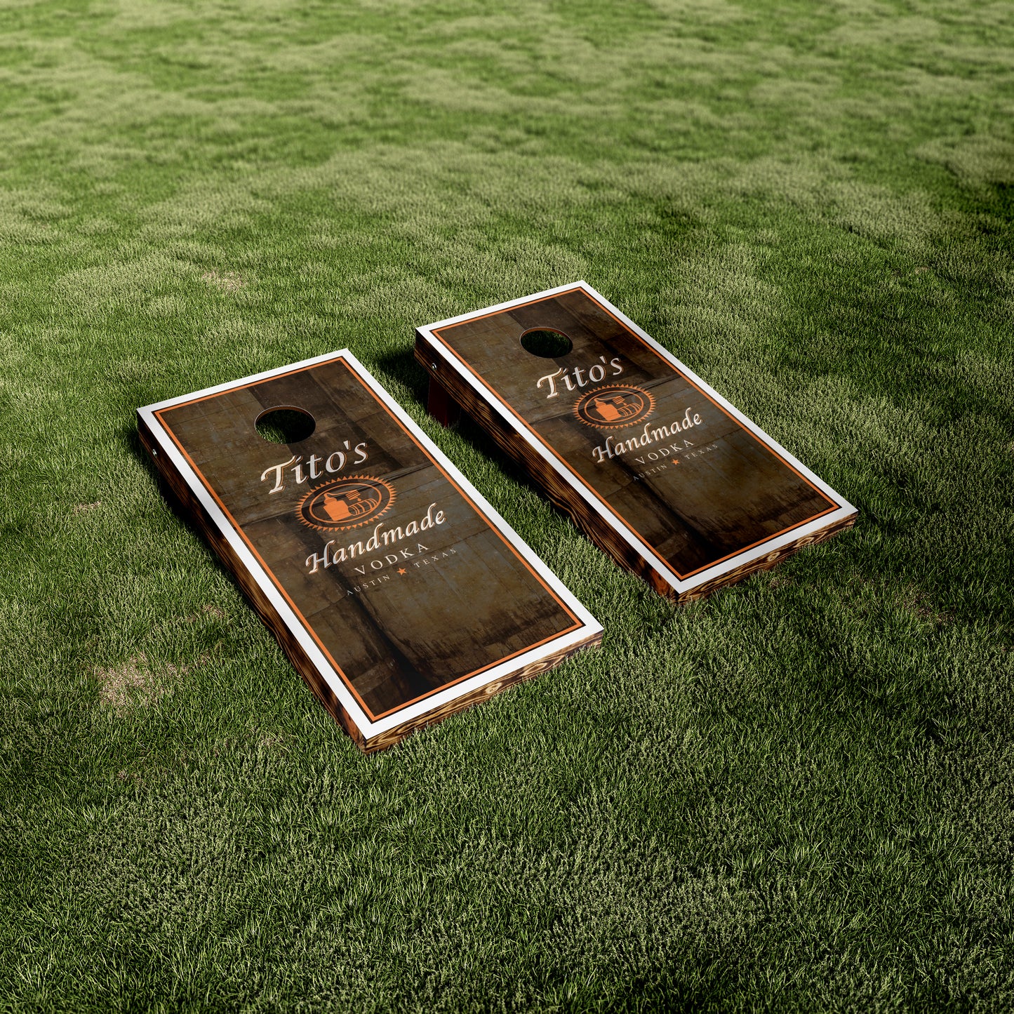 Titos Vodka Brown Barrel Cornhole Wraps/Skins