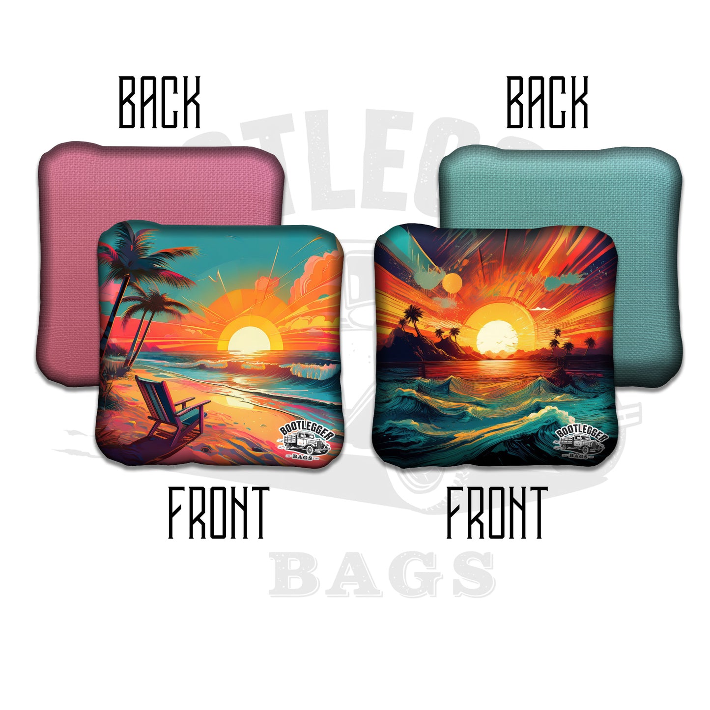Sunsets in Paradise Tropical Cornhole Bags