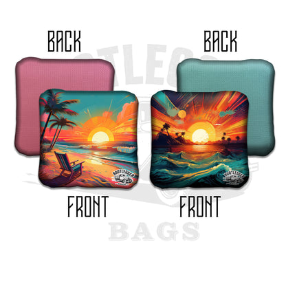 Sunsets in Paradise Tropical Cornhole Bags