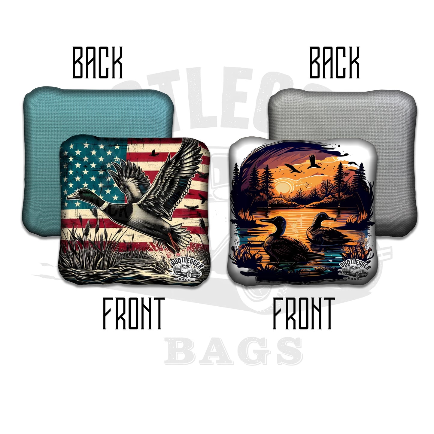 Duck Hunting American Flag Cornhole Bags