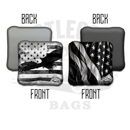 Black and White American Flag and Eagle Cornhole Bags