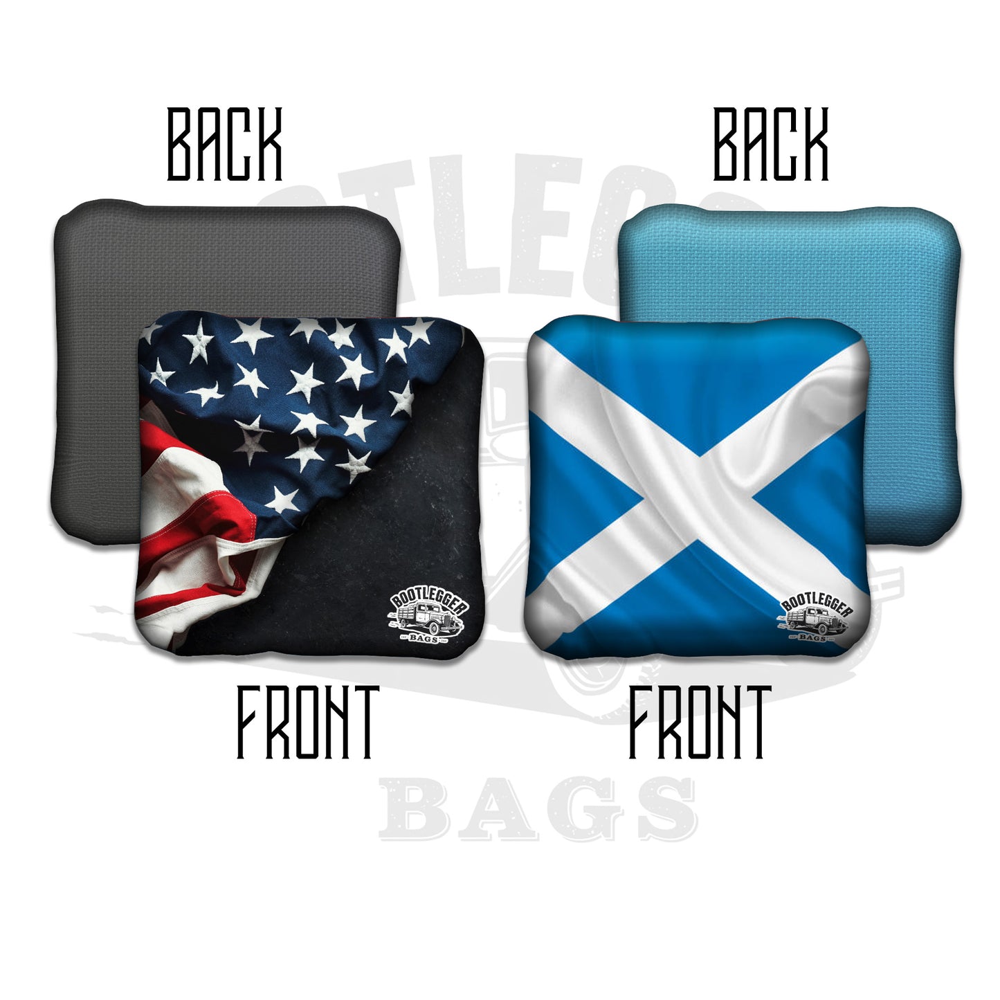 Scottish and American Flag Cornhole Bags