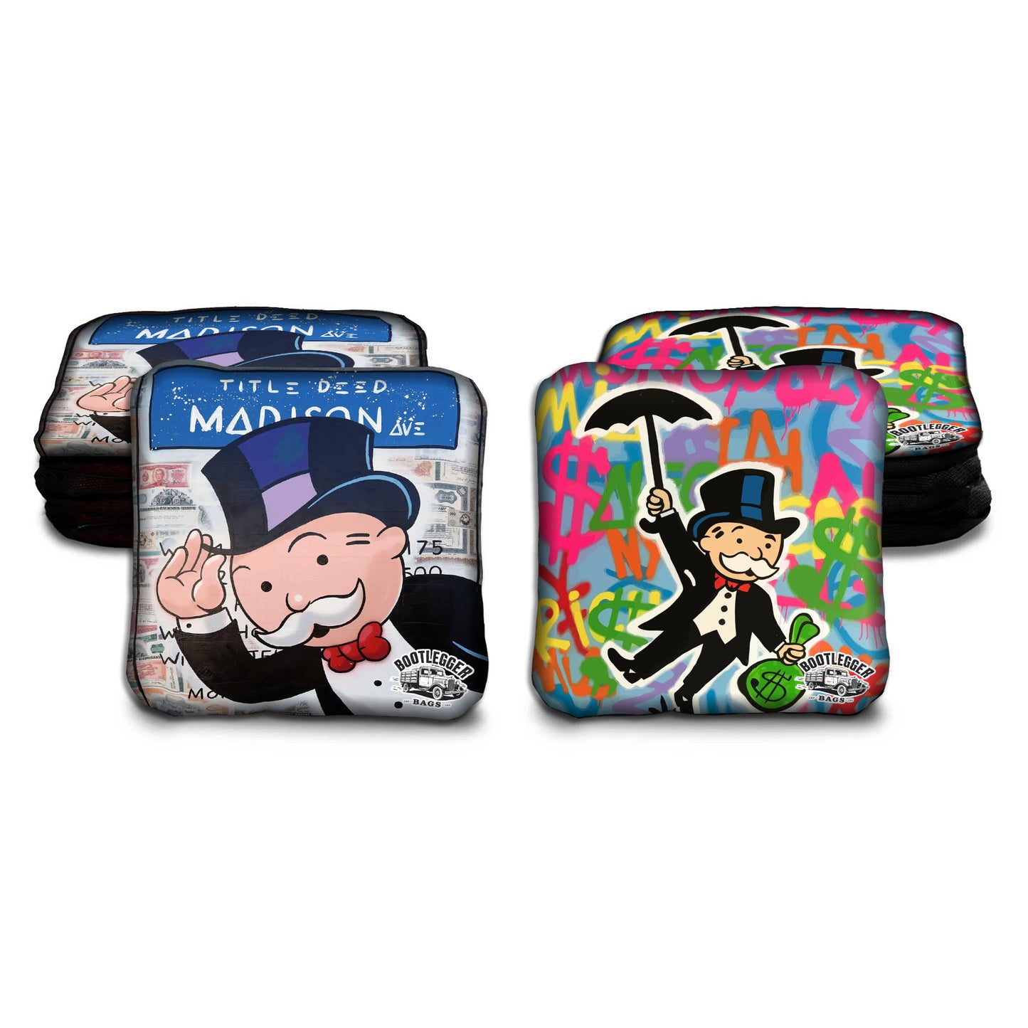 Mr. Monopoly Money Cornhole Bags