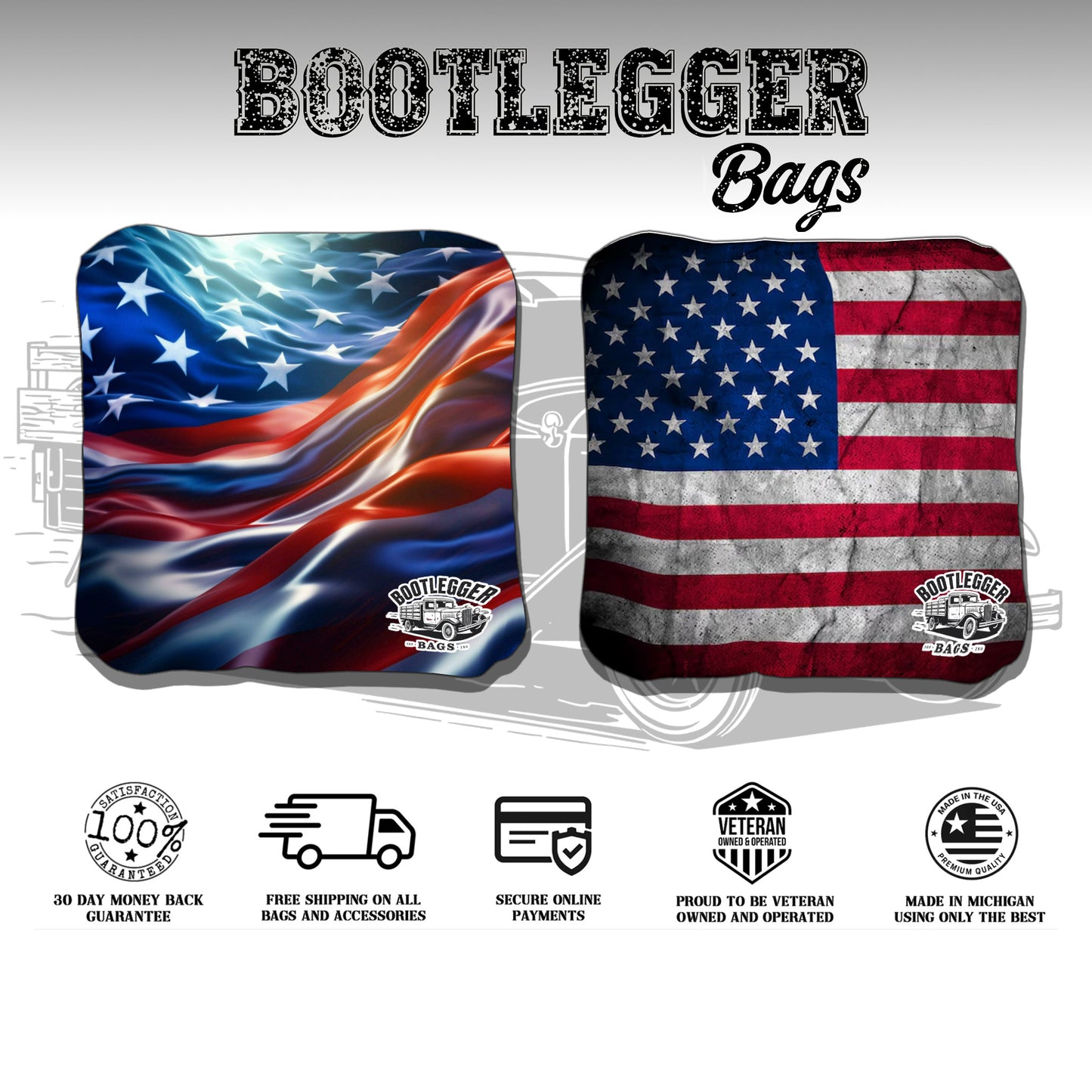 RWB American Flag Cornhole Bags