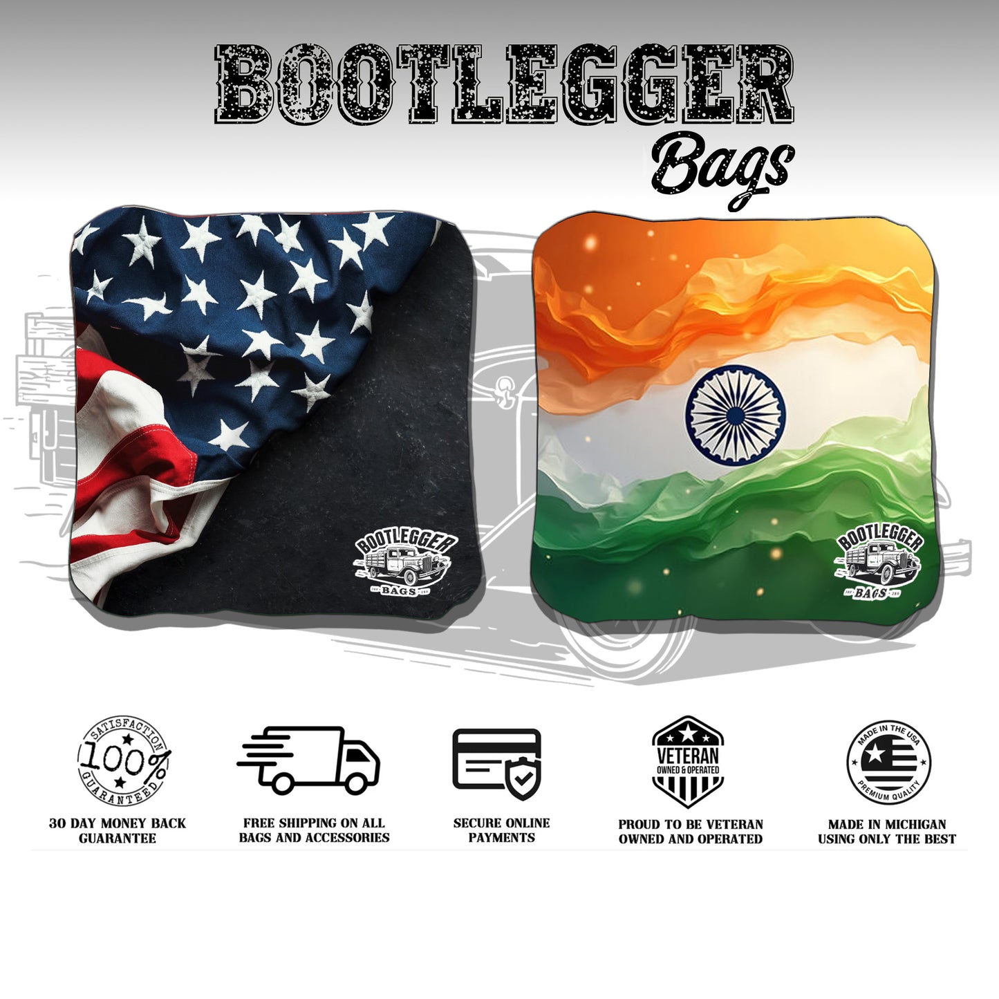 Indian and American Flag Cornhole Bags