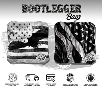 Black and White American Flag and Eagle Cornhole Bags