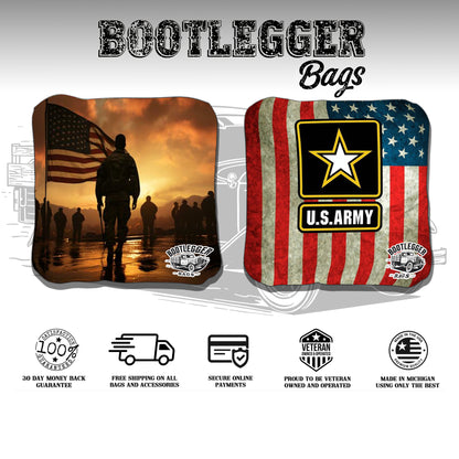 Army Flag and Soldier Sillouette Cornhole Bags