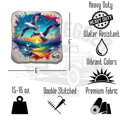 Tropical Fish and Seagulls Watercolor Cornhole Bags