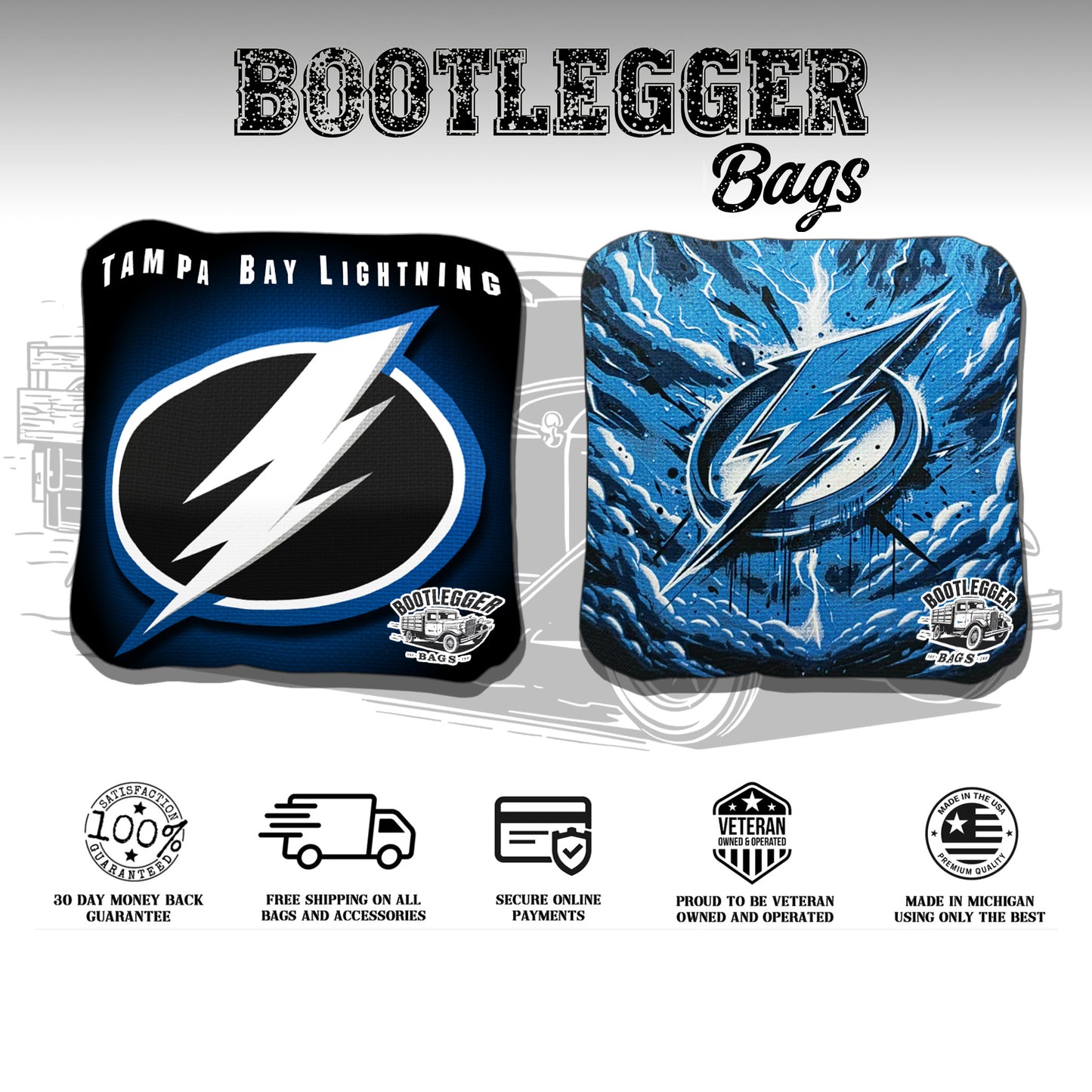 Tampa Bay Lightning Fan Art Cornhole Bags
