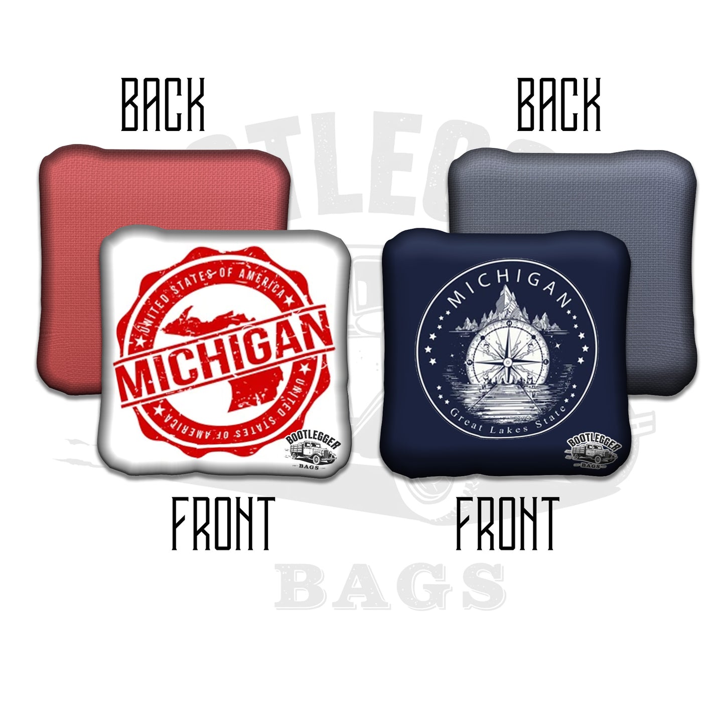 Red and Navy Michigan and Great Lakes Cornhole Bags