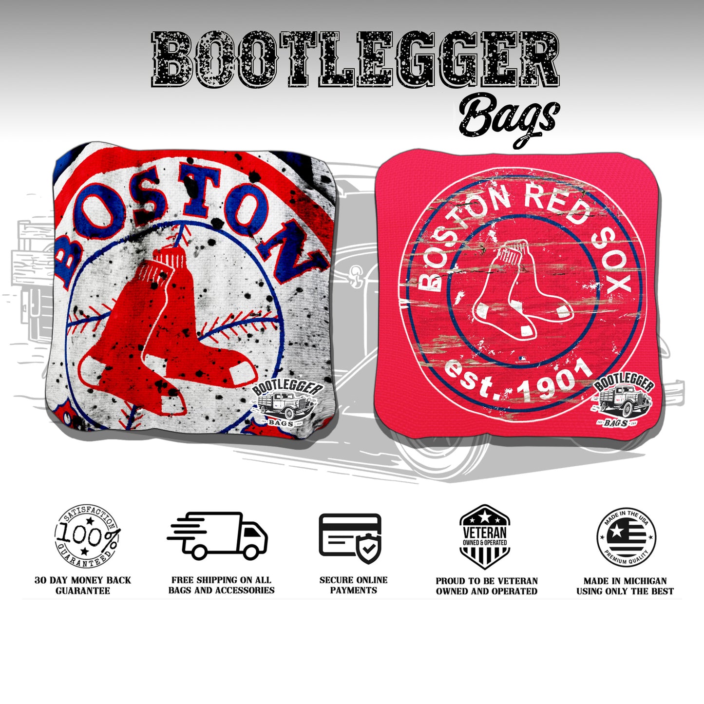 Boston Red Sox Fan Art Cornhole Bags