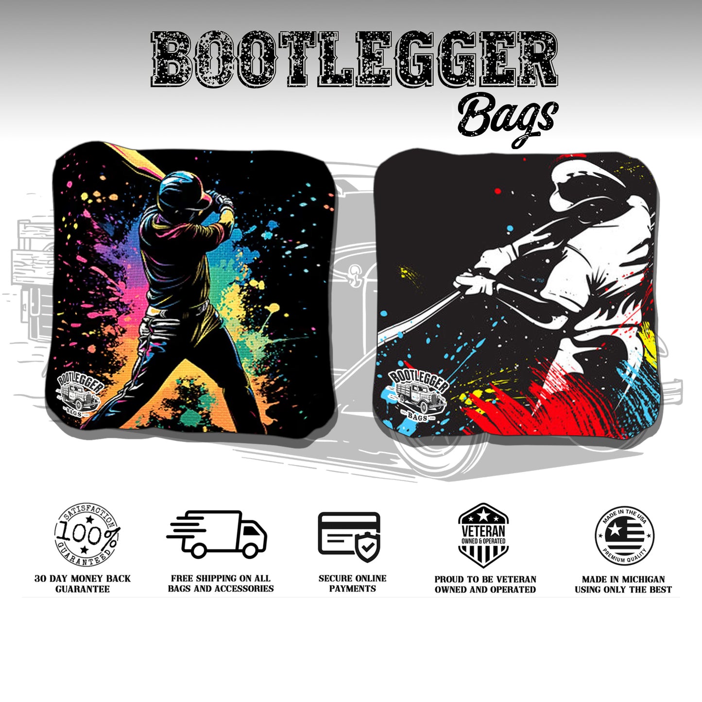 Baseball Watercolor Cornhole Bags