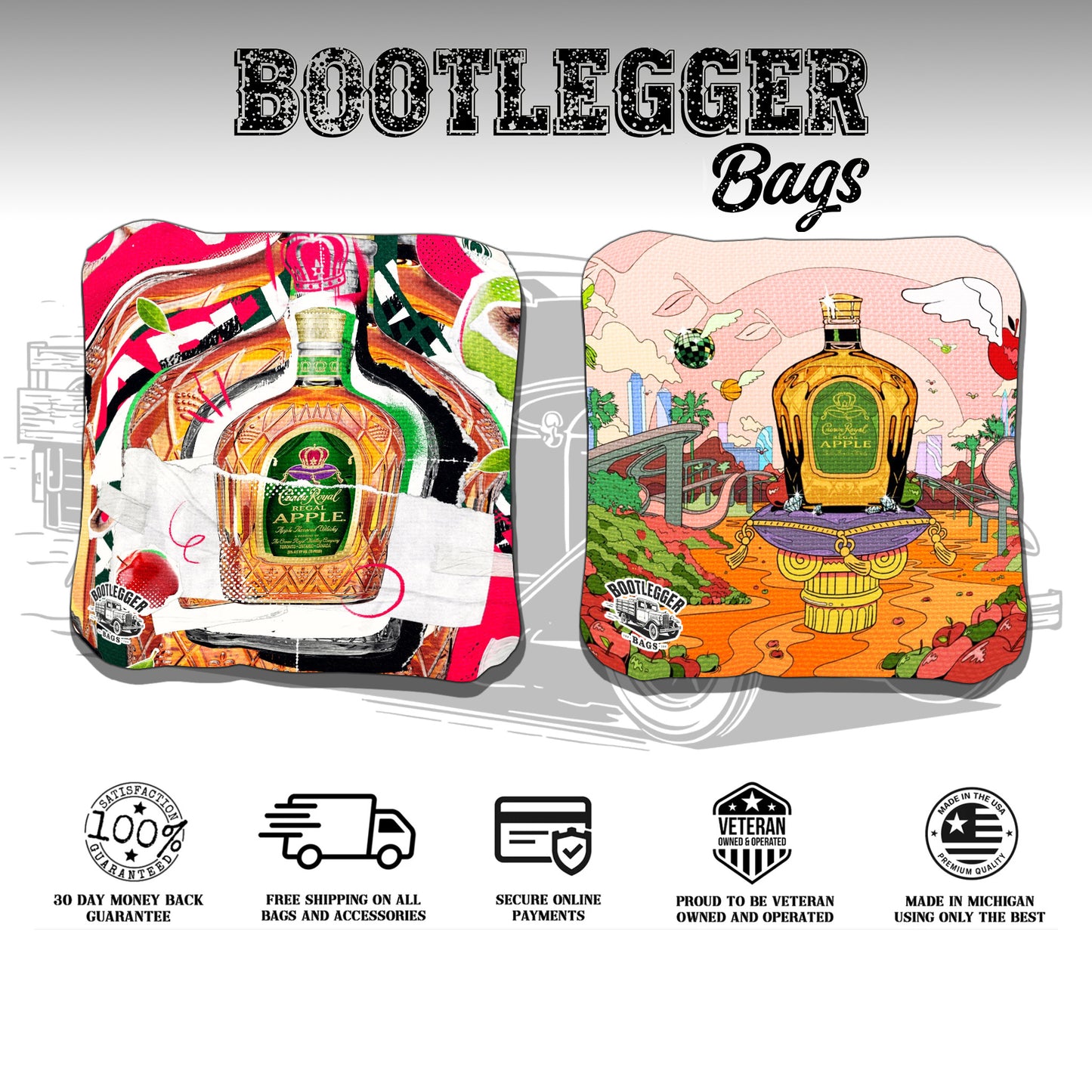 Crown Royal Apple Fan Art Cornhole Bags