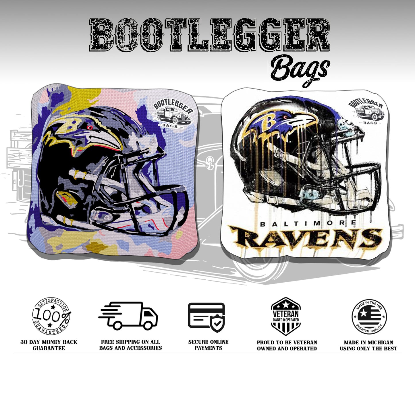 Baltimore Ravens Fan Art Cornhole Bags