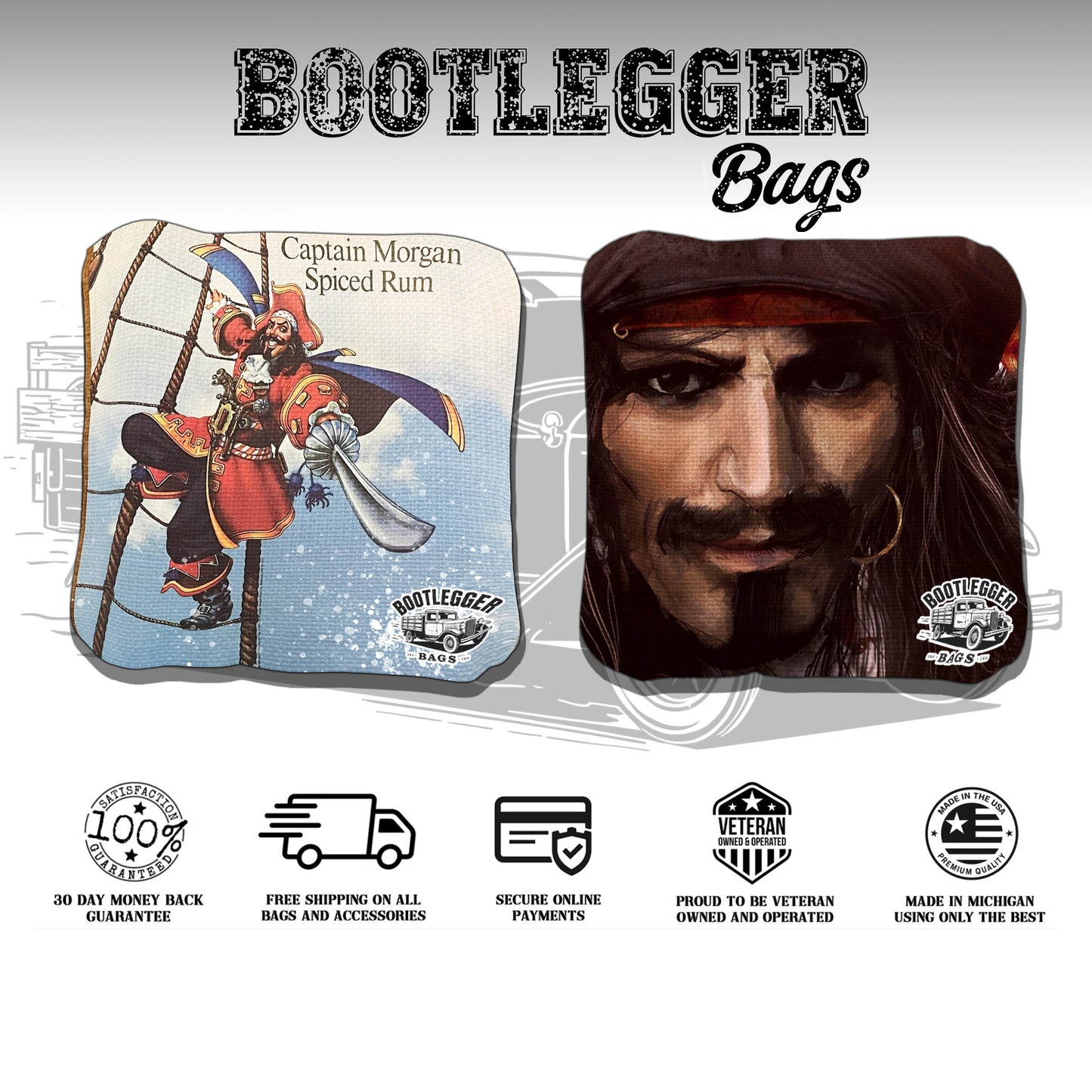 Captain Morgan Fan Art Cornhole Bags