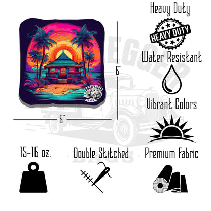 Beach Tiki Hut Oasis Cornhole Bags
