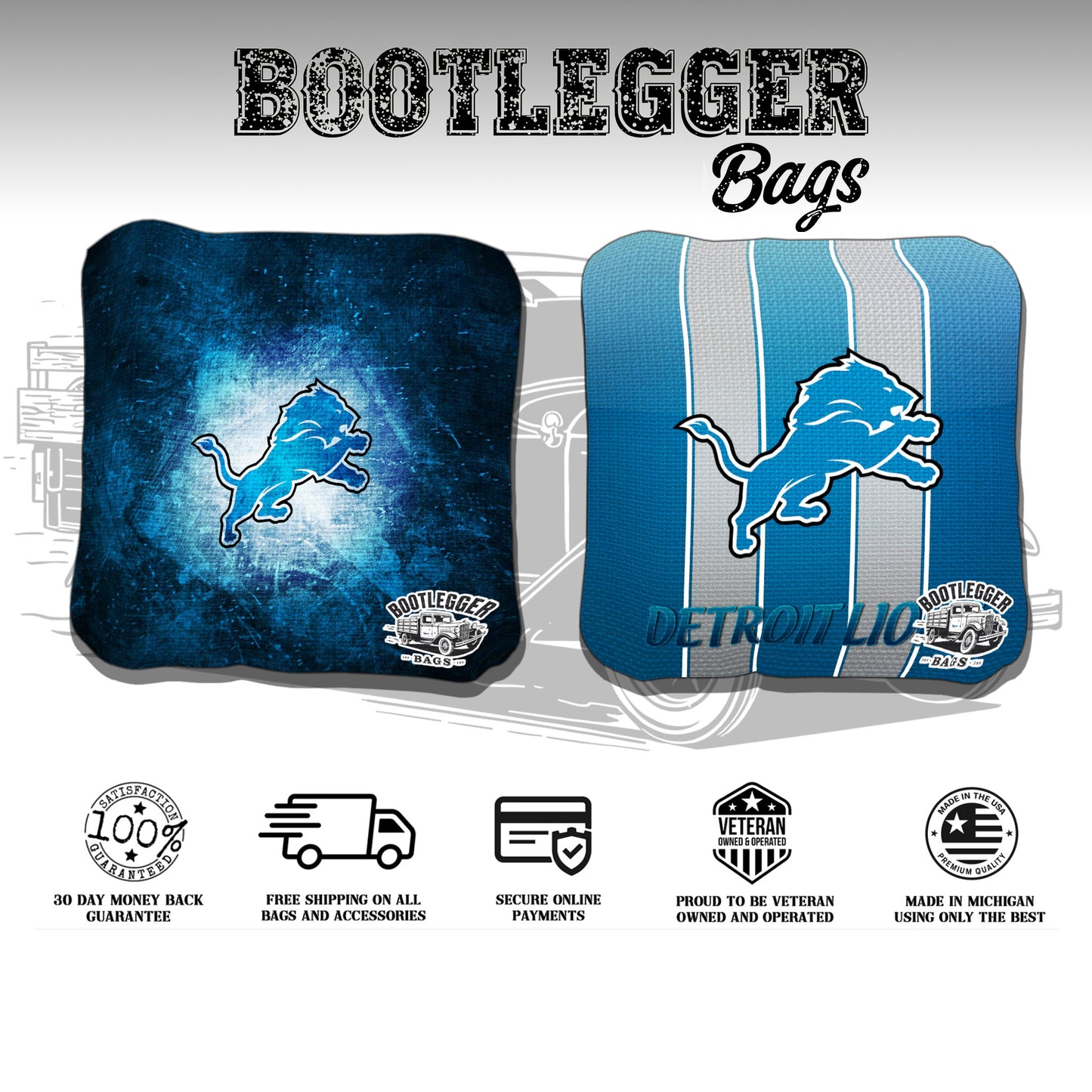 Detroit Lions Fan Art Cornhole Bags