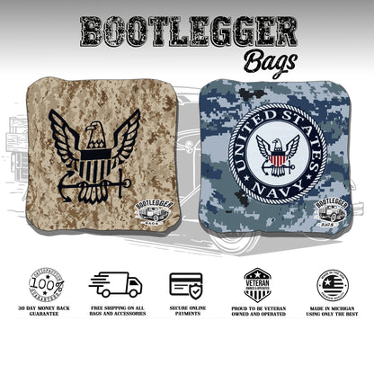Navy Logo Camo Cornhole Bags