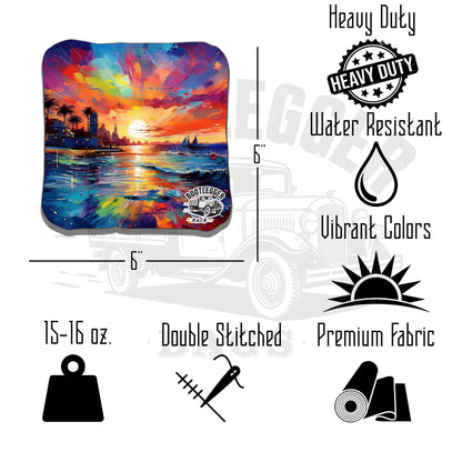 Watercolor Ocean Sunset Cornhole Bags