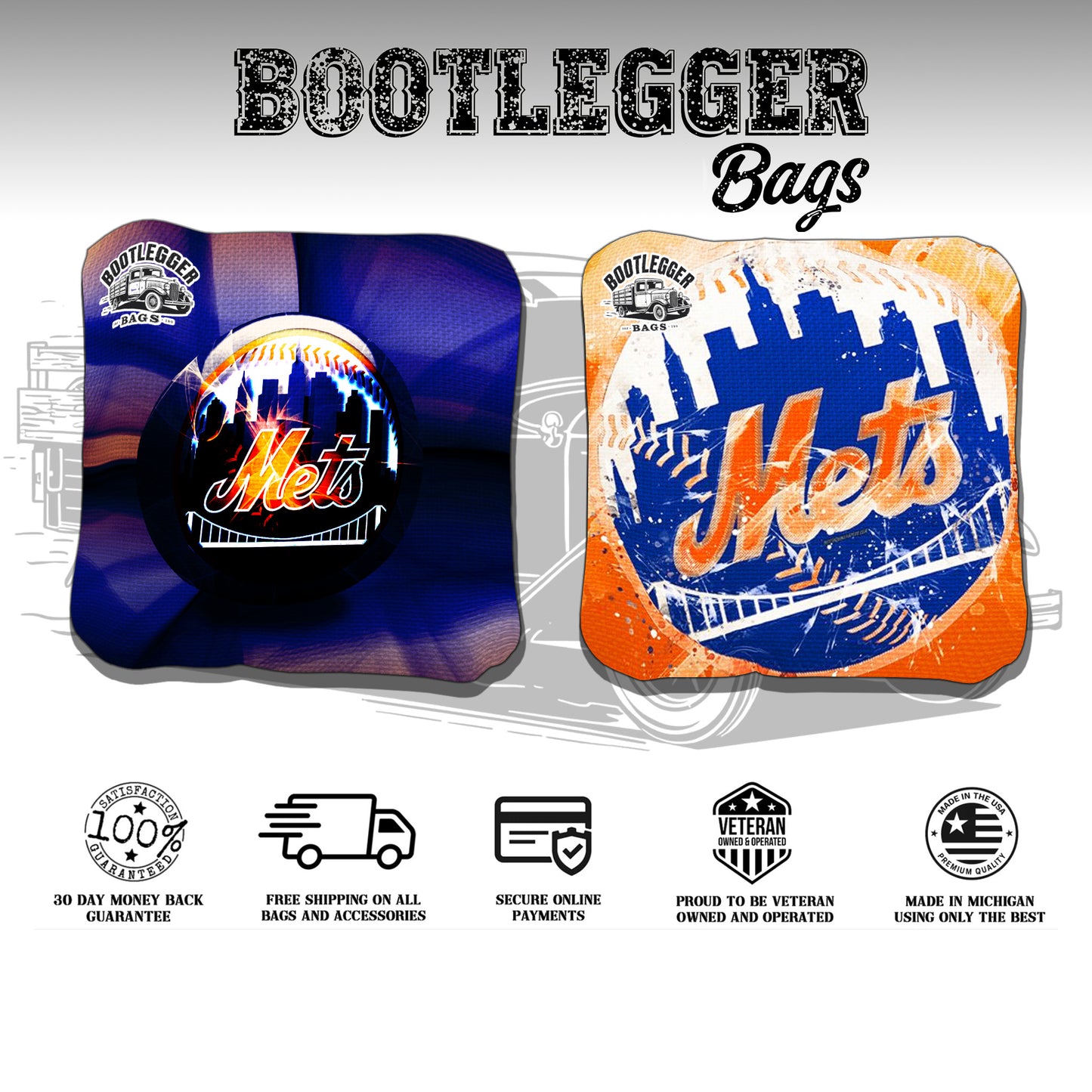 New York Mets Fan Art Cornhole Bags