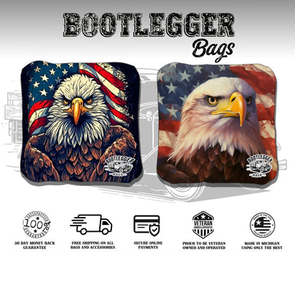 RWB American Flag with Eagle Cornhole Bags