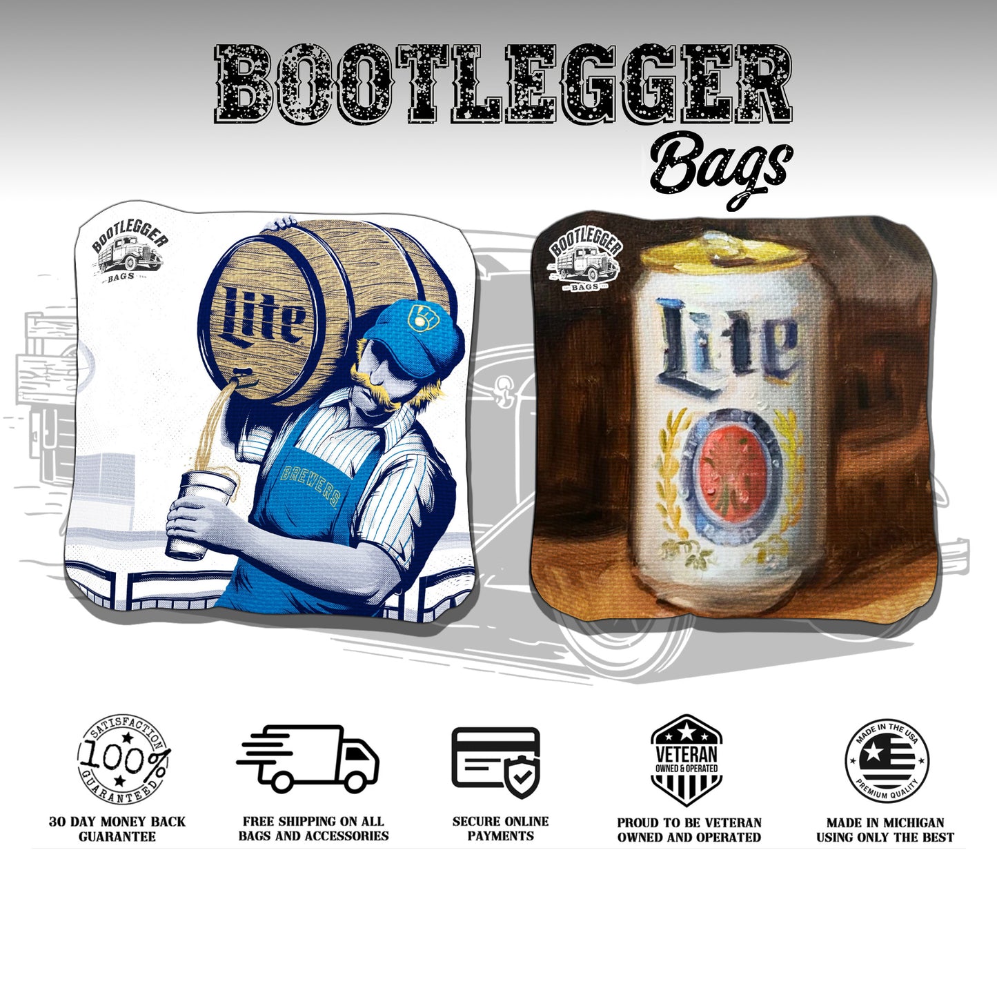 Miller Lite Fan Art Cornhole Bags
