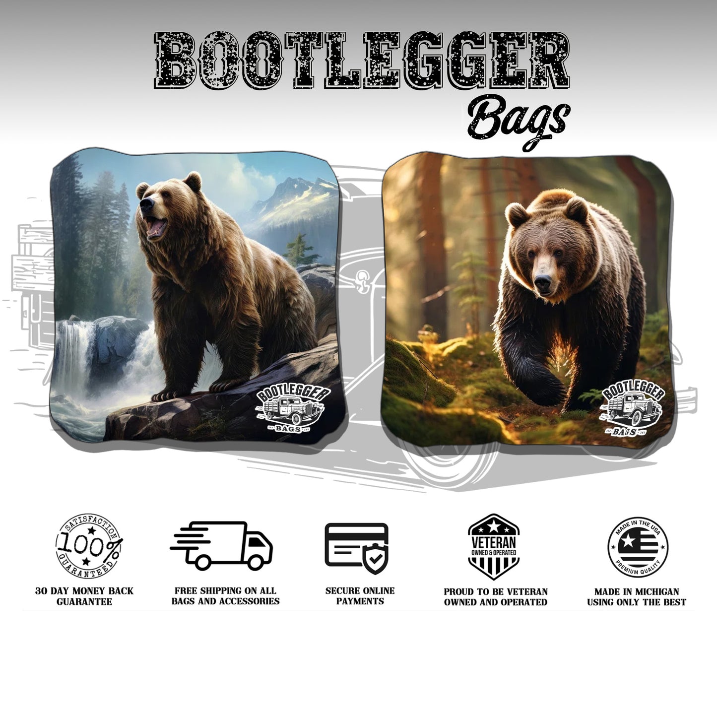 Grizzly Bear Cornhole Bags