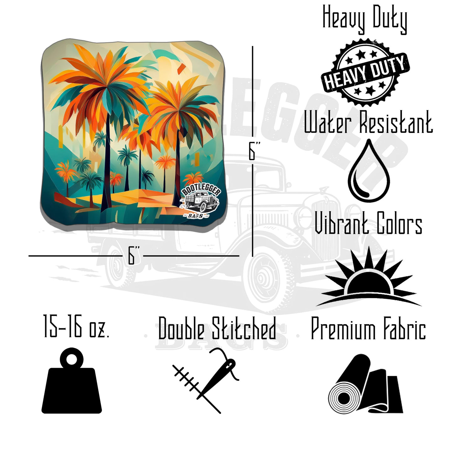 Palm Trees and Waves Tropical Cornhole Bags