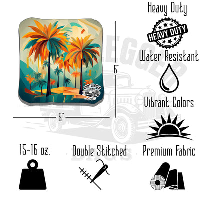 Palm Trees and Waves Tropical Cornhole Bags