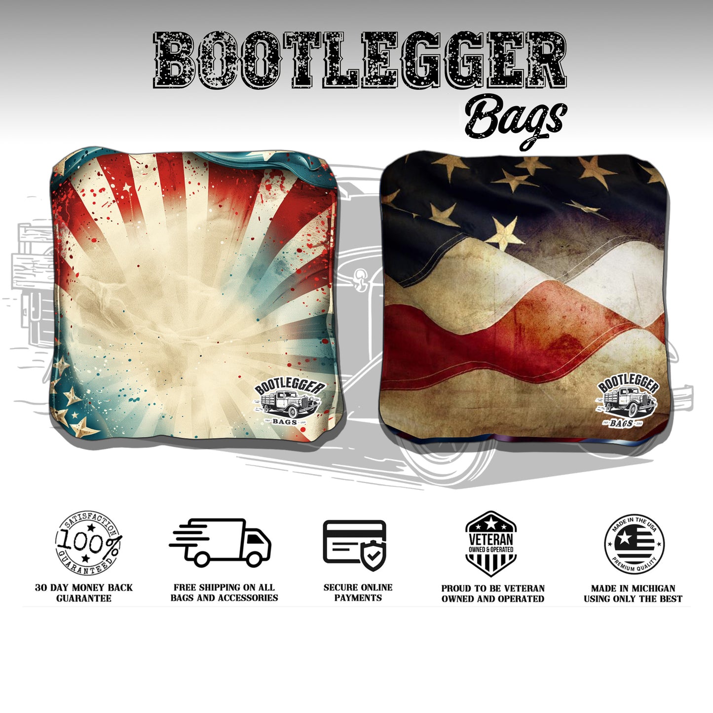 RWB American Flag Cornhole Bags