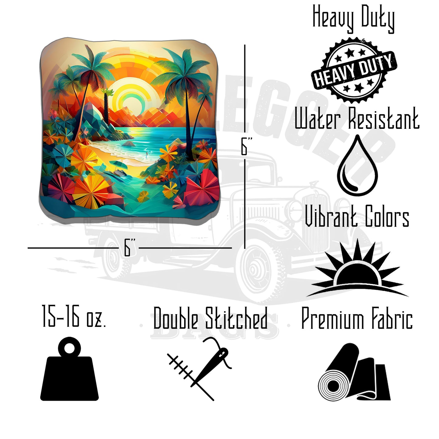 Ocean Sunset and Seashell Cornhole Bags