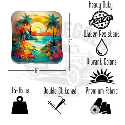 Ocean Sunset and Seashell Cornhole Bags