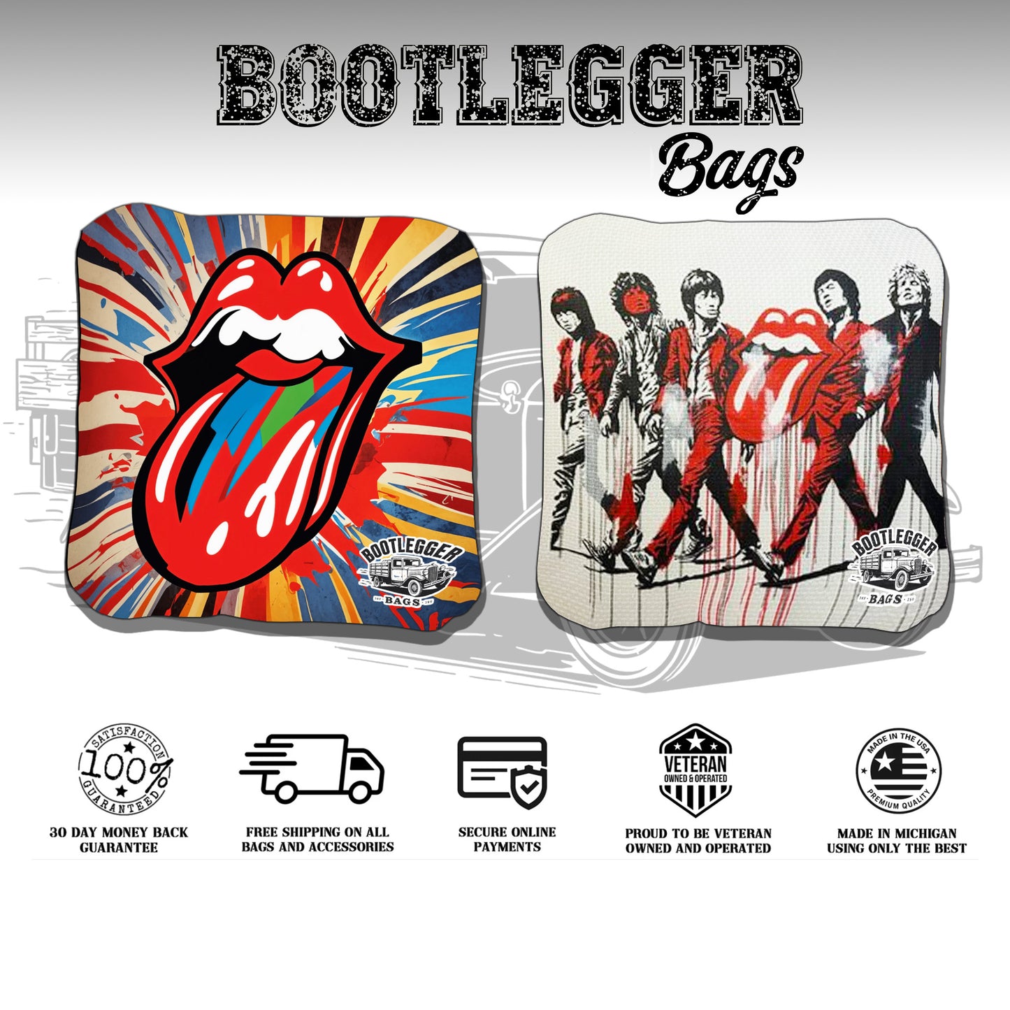 Rolling Stones Fan Art Cornhole Bags