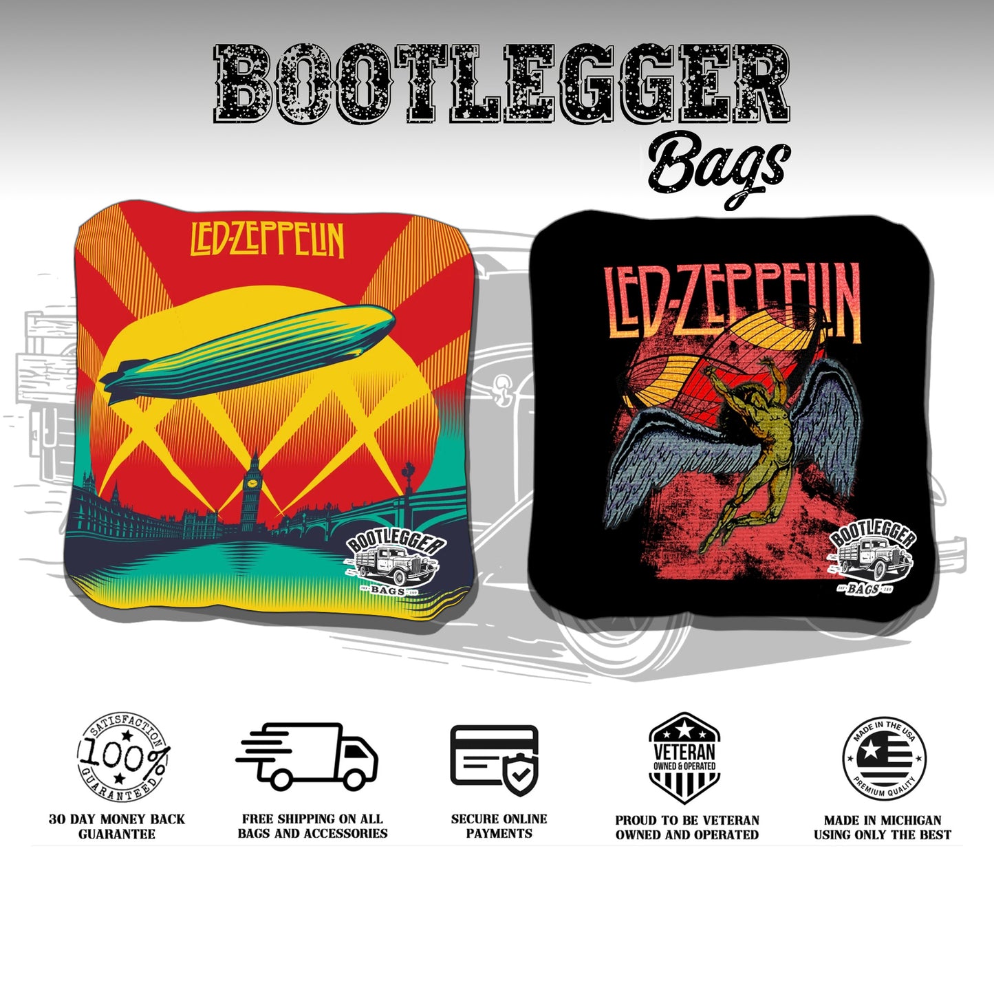 Led Zepplin Fan Art Cornhole Bags