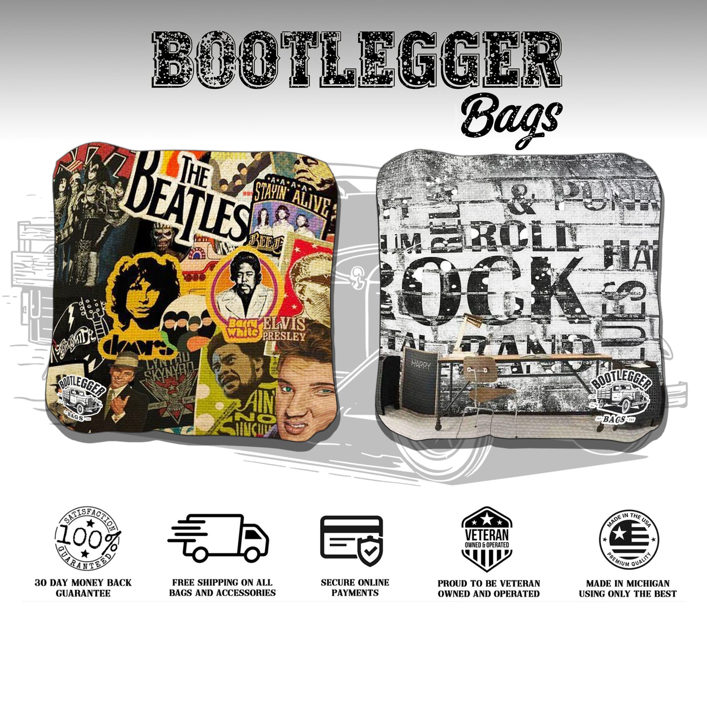 Rock N Roll Themed Cornhole Bags