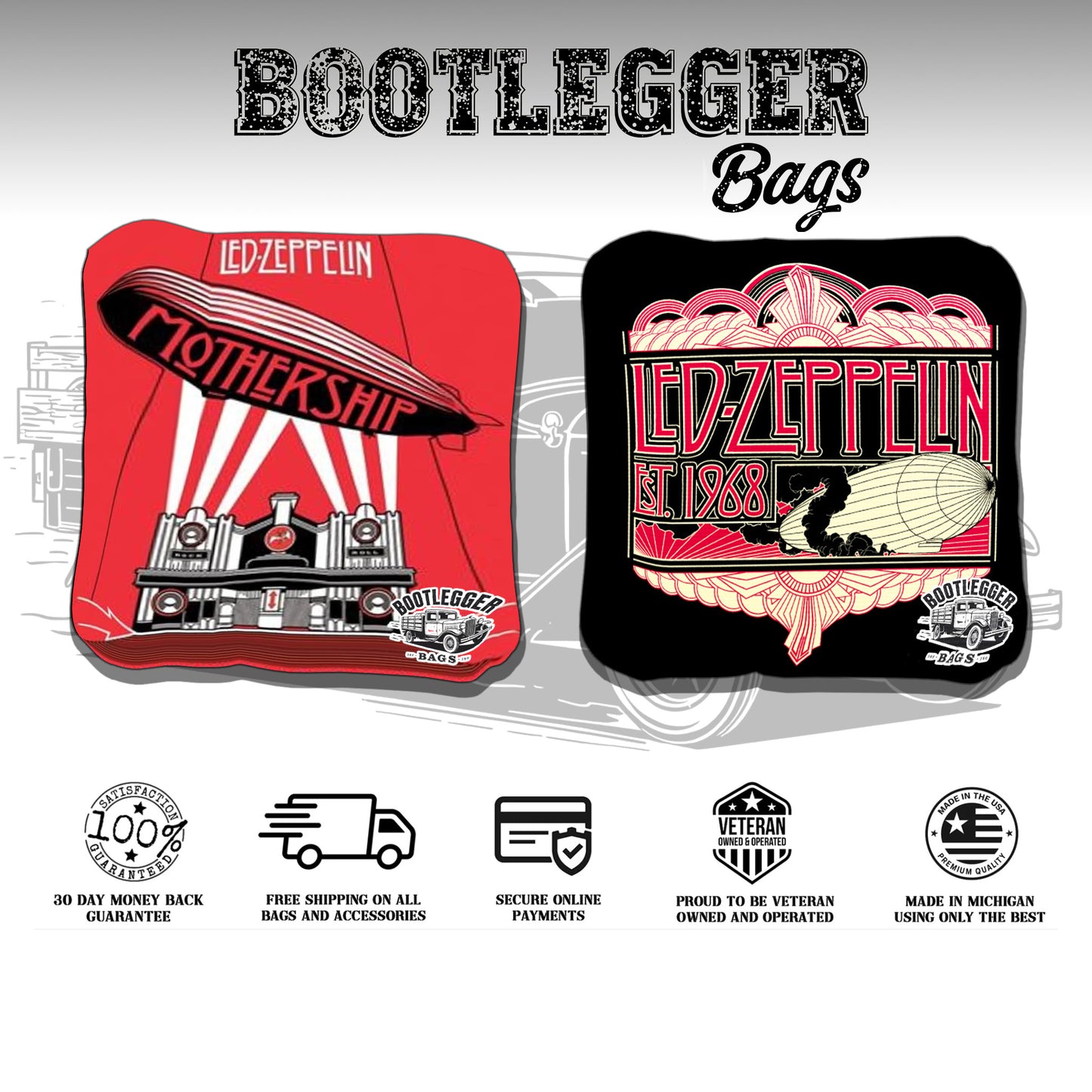 Led Zepplin Fan Art Cornhole Bags