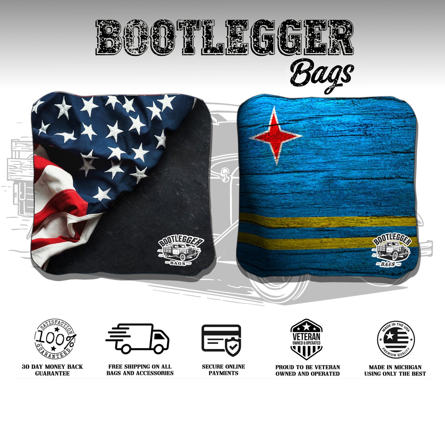 Arab and American Flag Cornhole Bags