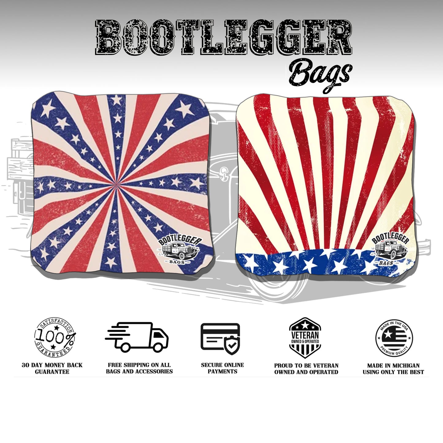 American Flag Striped Pattern Cornhole Bags