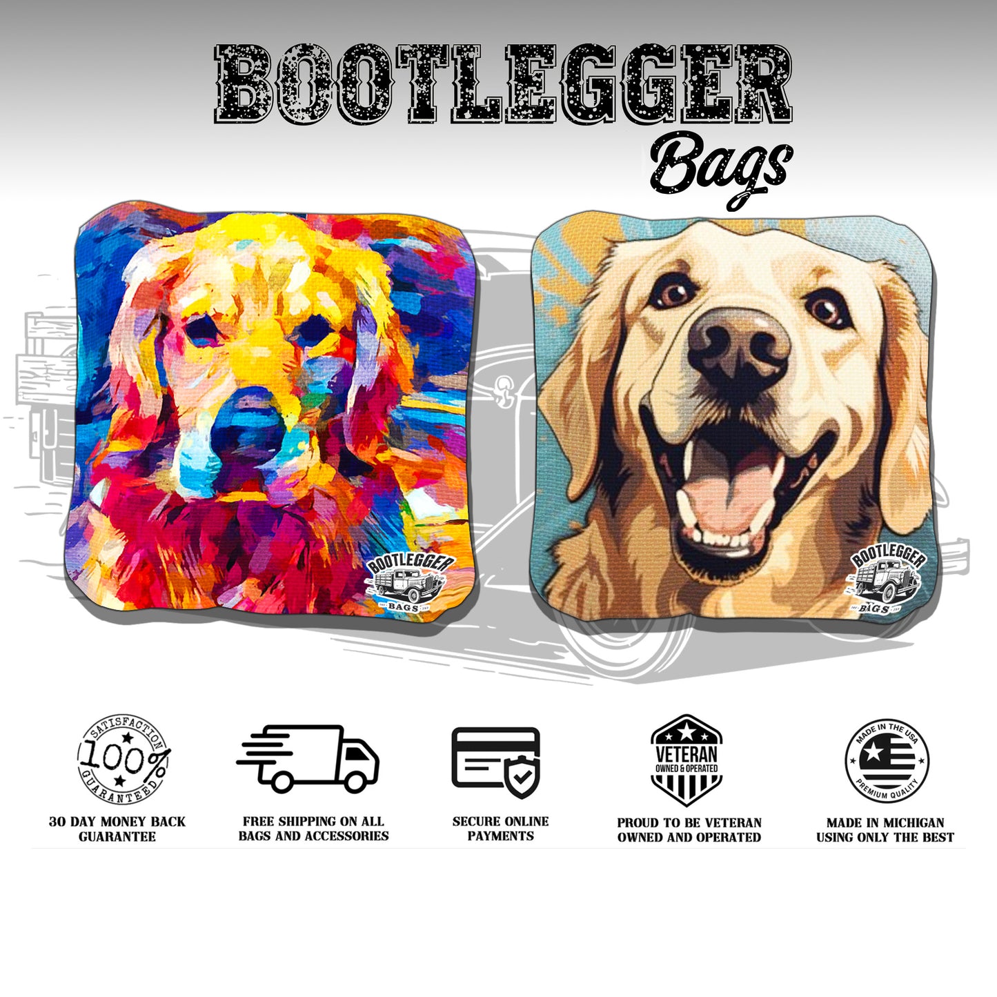 Golden Retriever Cornhole Bags