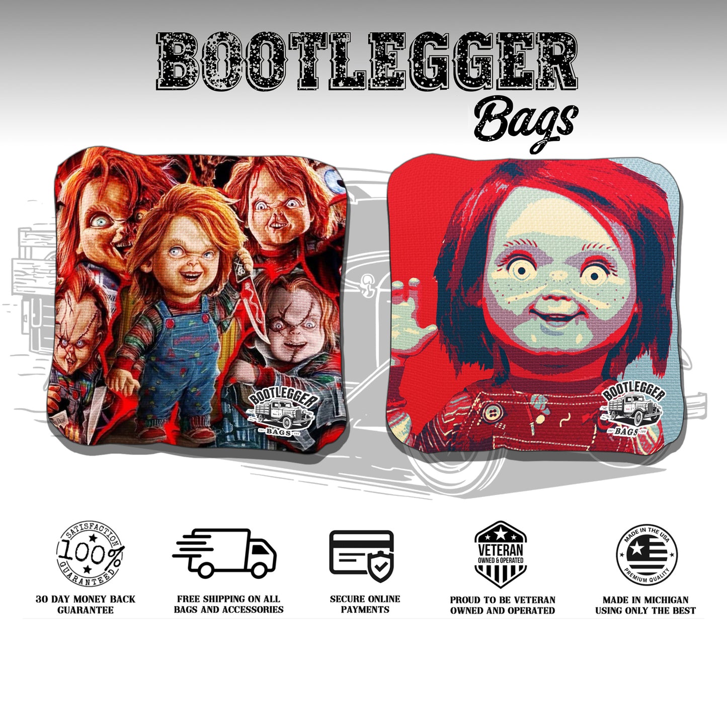 Chucky Fan Art Cornhole Bags