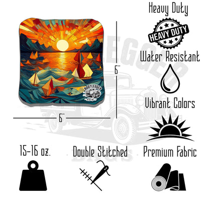 Tropical Ocean Sunsets Cornhole Bags