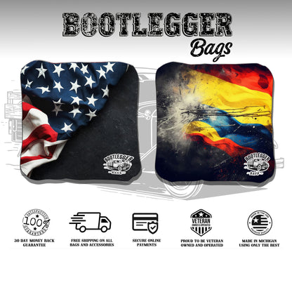 Columbian and American Flag Cornhole Bags
