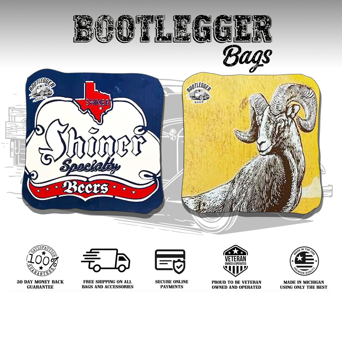 Shiner Bock Beer Fan Art Cornhole Bags