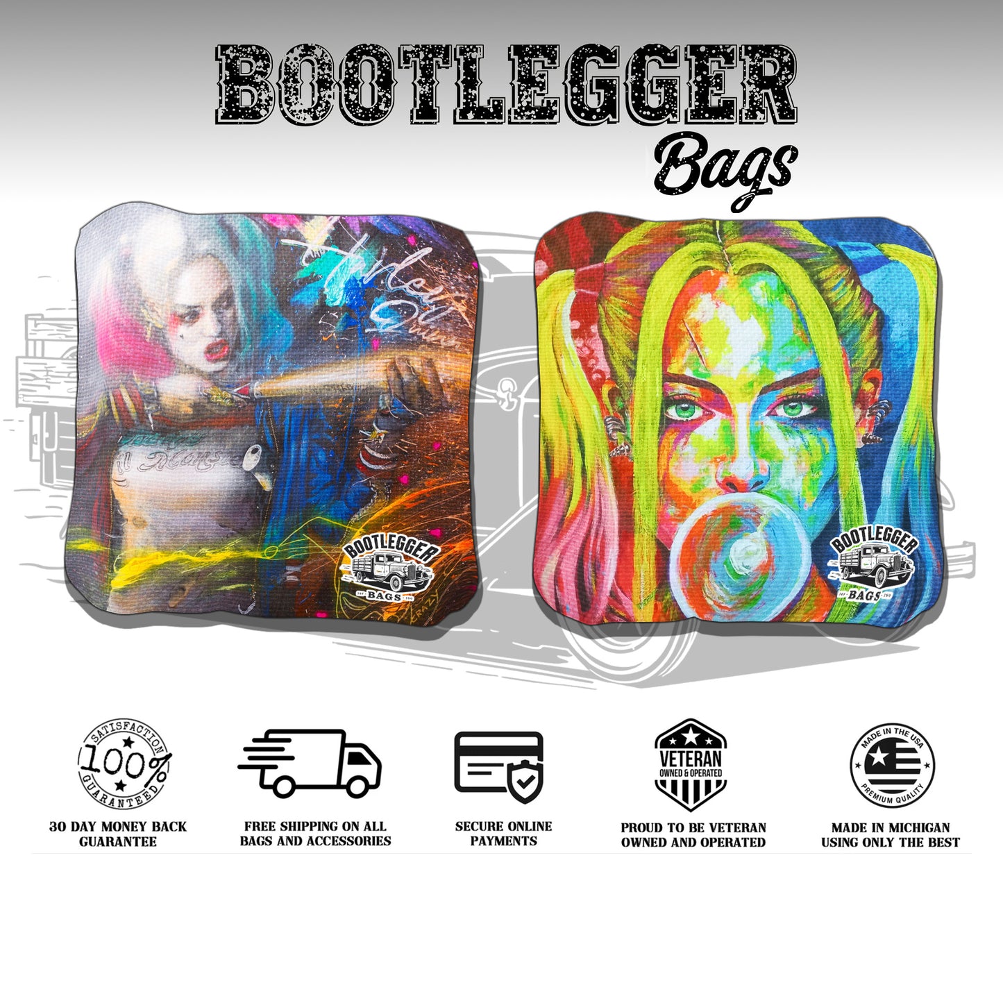 Harley Quinn Fan Art Cornhole Bags