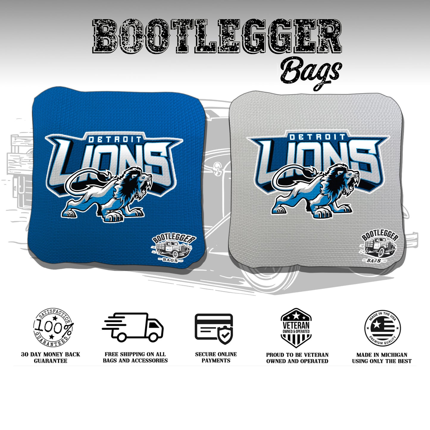 Detroit Lions Fan Art Cornhole Bags