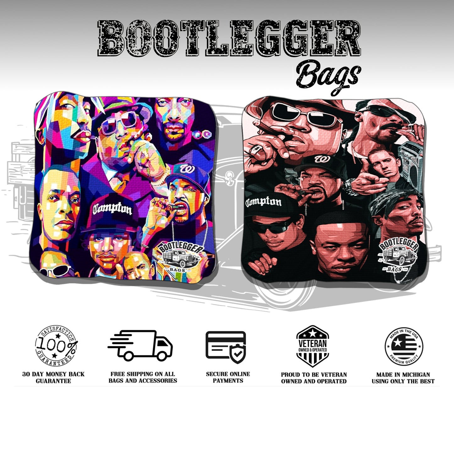 Rap Legends Cornhole Bags