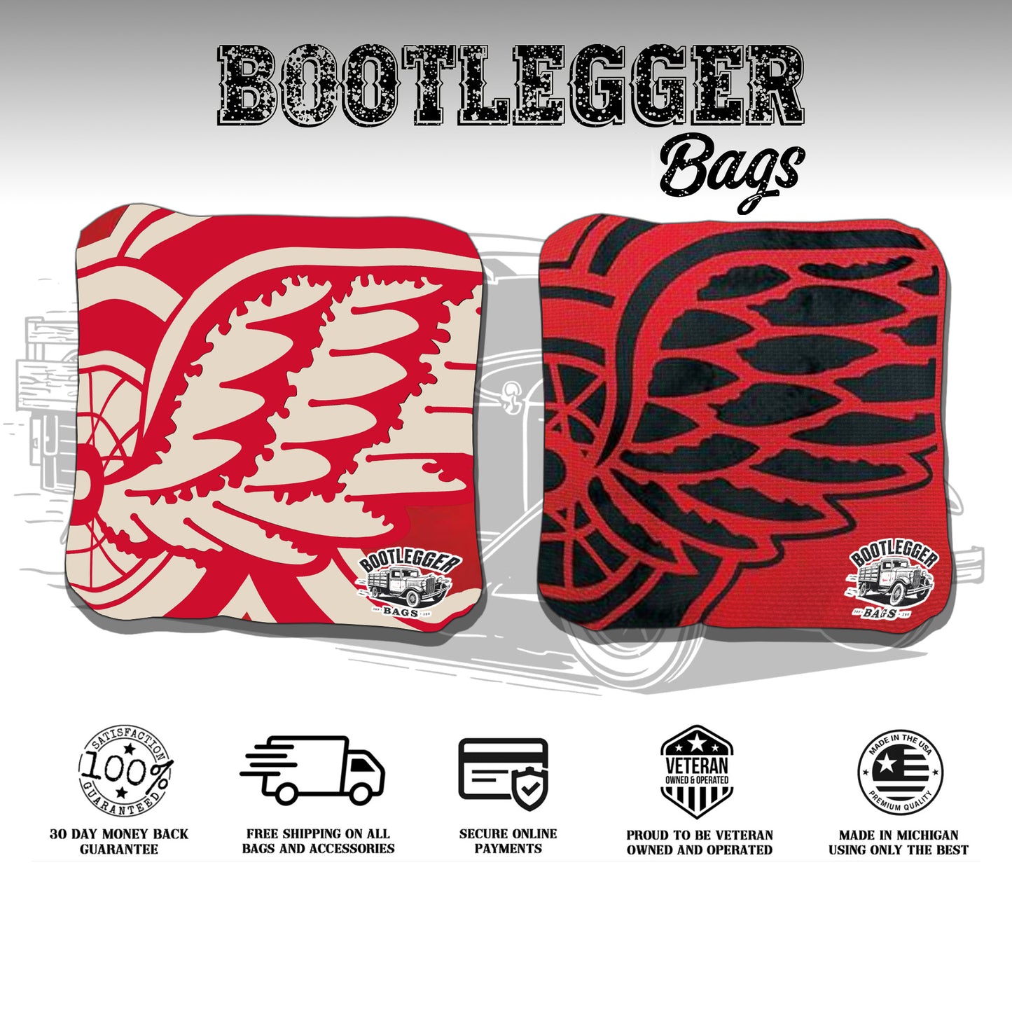 Detroit Red Wings Fan Art Cornhole Bags