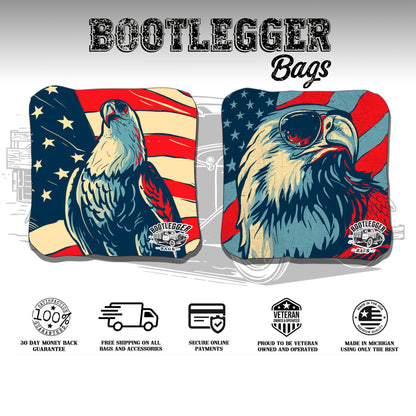 Retro Eagles on American Flags Cornhole Bags