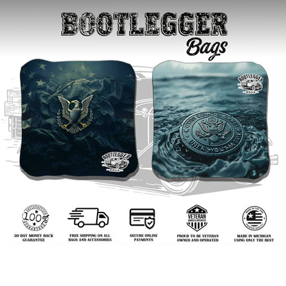 Navy Water Coin Cornhole Bags